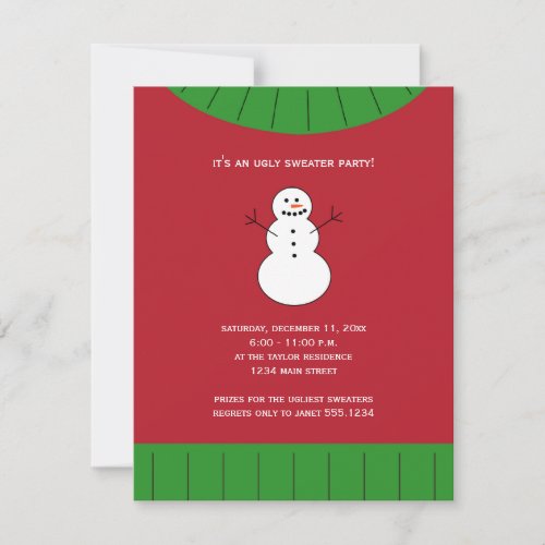 Red Green Ugly Christmas Sweater Holiday Party Invitation