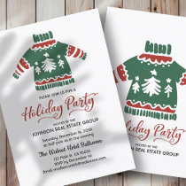 Red & Green Ugly Sweater Holiday Party Invitation