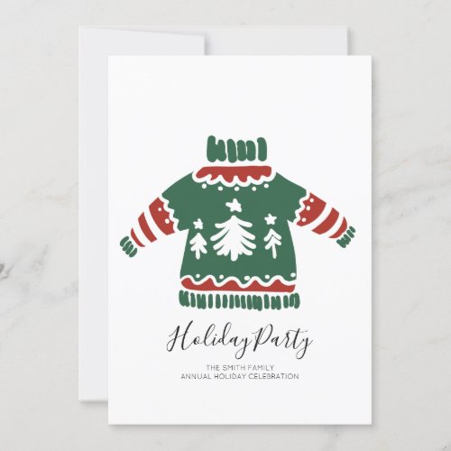 Red  Green Ugly Sweater Holiday Party Invitation
