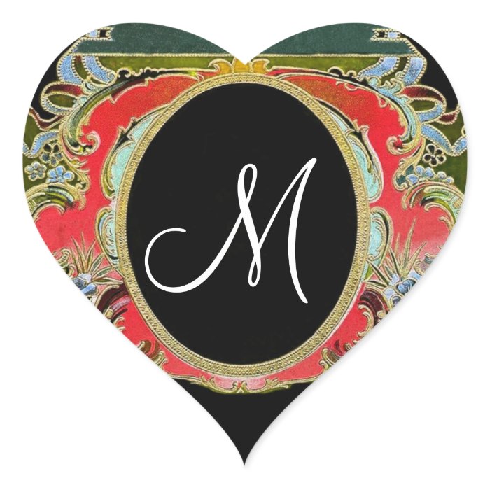Red Green Vintage Frame Any Initial Monogram V10 Stickers
