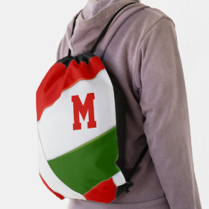 red green volleyball girl boy school team colors drawstring bag