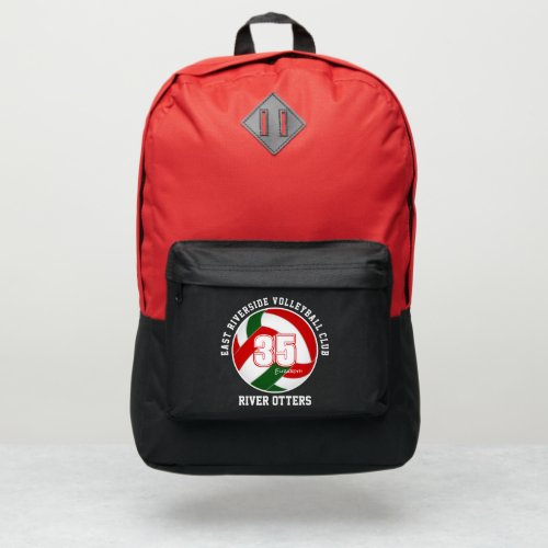 red green volleyball player name team colors port authority backpack