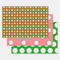 Volleyball and Santa Clause Red & Green Christmas Wrapping Paper, Zazzle