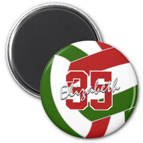 red green volleyball season personalized keepsake magnet