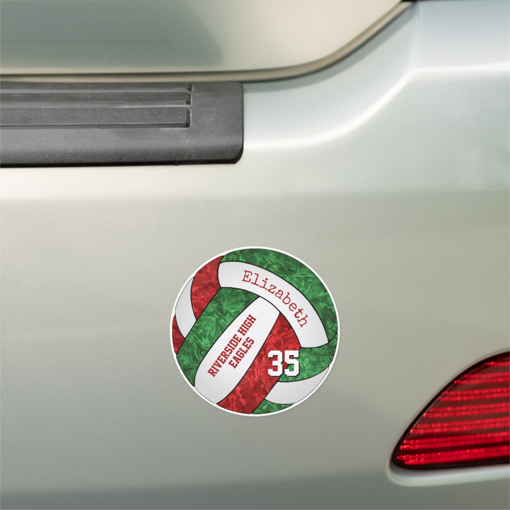red green volleyball team colors girls locker or car magnet
