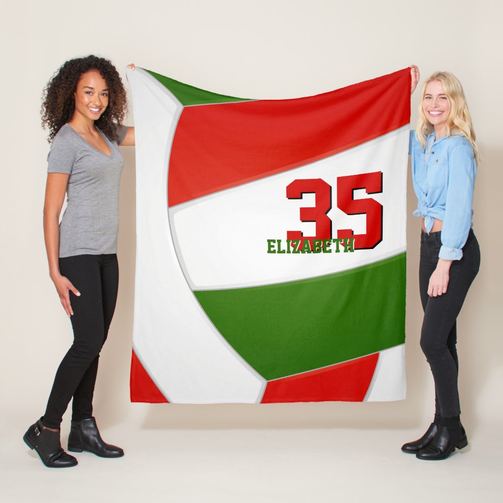 red green volleyball team colors sports room fleece blanket