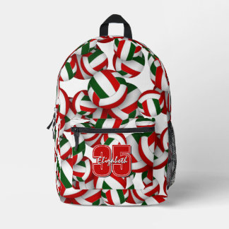 red green volleyball team colors w player name  printed backpack