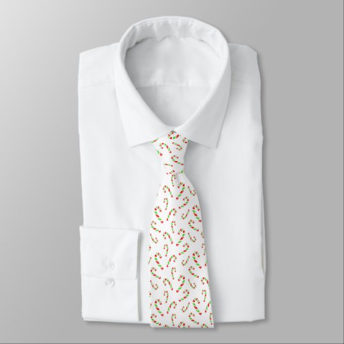 Red Green Watercolor Candy Cane Pattern    Neck Tie