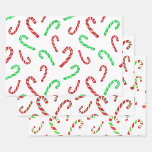 Red  Green Watercolor Candy Cane Patterns  Wrapping Paper Sheets