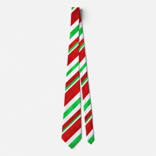 Red Green Watercolor Candy Cane Stripes 2 Neck Tie