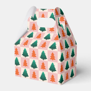Red Green watercolor Merry Christmas tree pattern Favor Boxes
