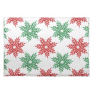 Red & Green Watercolor Snowflake Pattern 2 Cloth Placemat