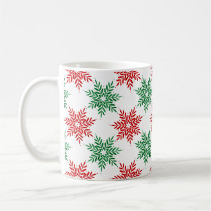 Red & Green Watercolor Snowflake Pattern 2 Coffee Mug