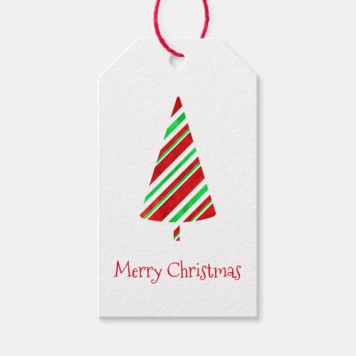 Red Green Watercolor Striped Tree  Gift Tags