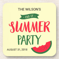 Red Green Watermelon End of Summer Party Beverage Coaster