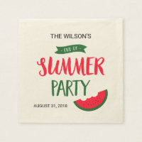 Red Green Watermelon End of Summer Party Napkin