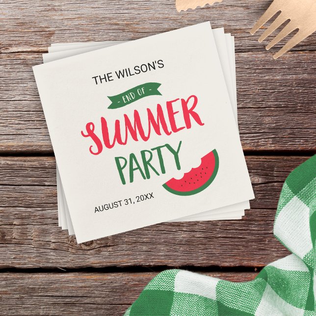 Red Green Watermelon End of Summer Party Napkins (Creator Uploaded)