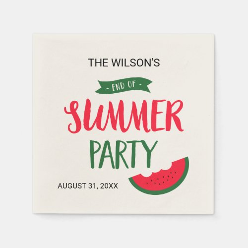 Red Green Watermelon End of Summer Party Napkins
