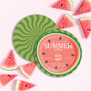 Red Green Watermelon Slices summer party Invitation