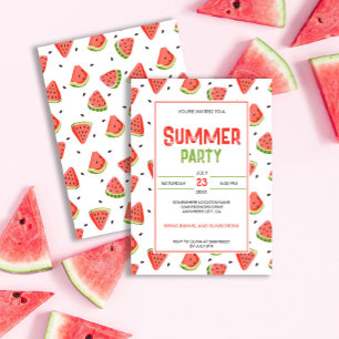 Red Green Watermelon Slices summer party Invitation
