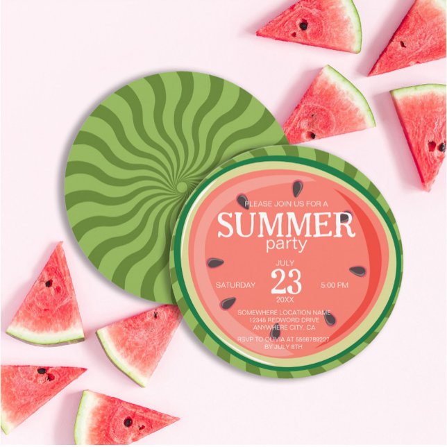 Red Green Watermelon Slices summer party Invitation (Creator Uploaded)