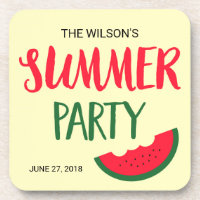 Red Green Watermelon Summer Party Coaster