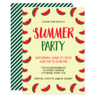 Red Green Watermelon Summer Party Invitation