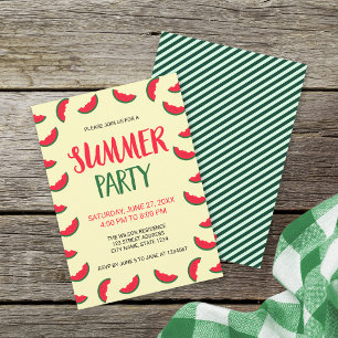 Red Green Watermelon Summer Party Invitation