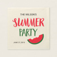Red Green Watermelon Summer Party Paper Napkin