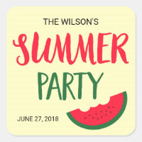 Red Green Watermelon Summer Party Square Sticker