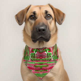 Red & Green waterolor art bandana Pet Bandana Collar