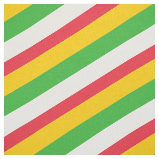 Red, green, white and yellow striped pattern fabric