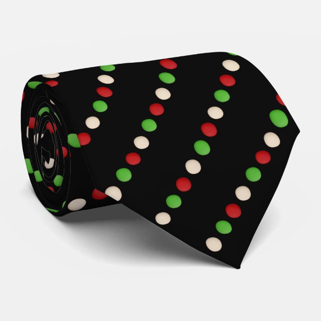 Red Green White Black Polka Dot  Neck Tie (Rolled)