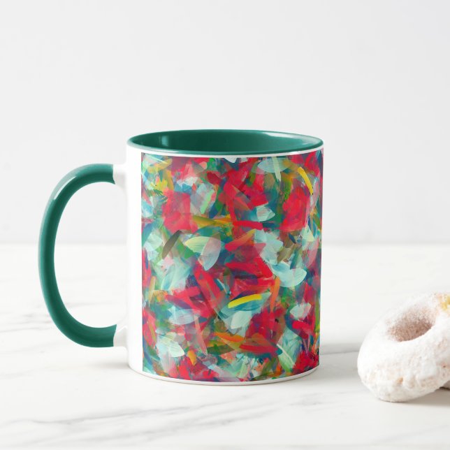 Red Green White Blue Yellow Abstraction Mug (With Donut)