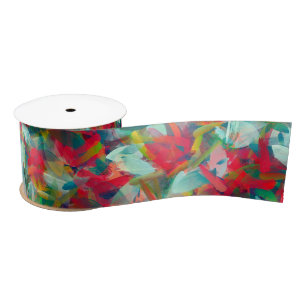 Red Green White Blue Yellow Abstraction Satin Ribbon