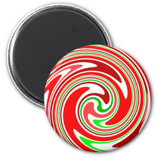 Red Green White Candy Cane Spiral Swirl Magnet
