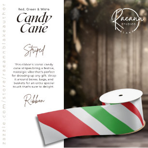Red, Green & White Candy Cane Striped Ribbon