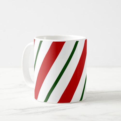  Red Green  White Candy Cane Stripes Christmas Coffee Mug