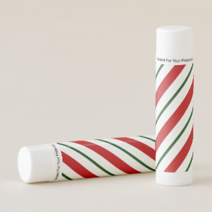 Red Green & White Candy Cane Stripes Christmas Lip Balm