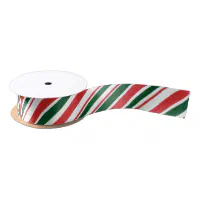 Christmas Candy Cane Theme Red White Stripes 1 Grosgrain Ribbon