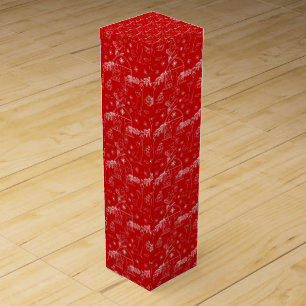 Red green & white Christmas winter cats Wine Box