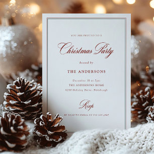 Red Green White Classic Elegance   Christmas Party Invitation