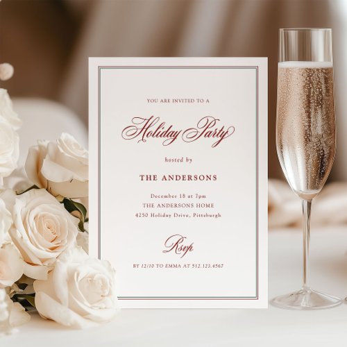 Red Green White Classic Elegance | Holiday Party Invitation