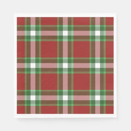 Red Green White Cool Red Lumberjack Plaid Pattern Napkins