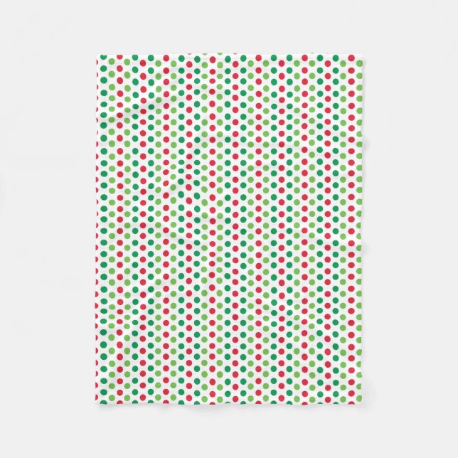 Red Green White Dot Christmas Fleece Blanket (Front)