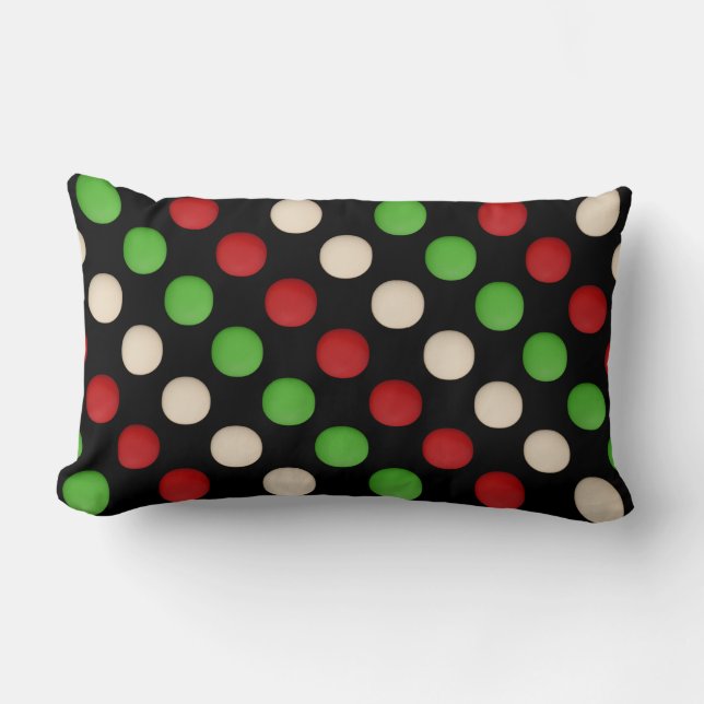 Red Green White Dot Pattern Lumbar Pillow (Front)