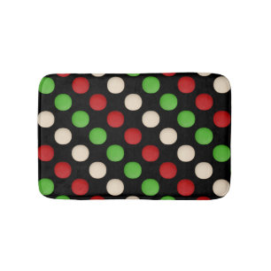Red Green White Dots Bathroom Mat