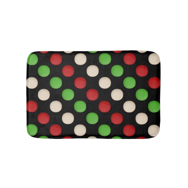 Red Green White Dots Bathroom Mat (Front)