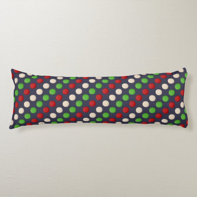Red Green White Dots Body Pillow (Front)
