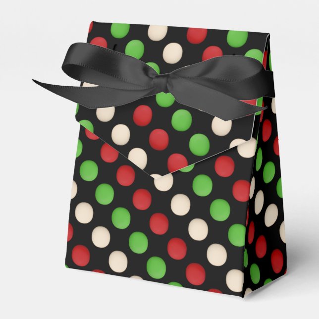 Red Green White Dots Favor Boxes (Front Side)